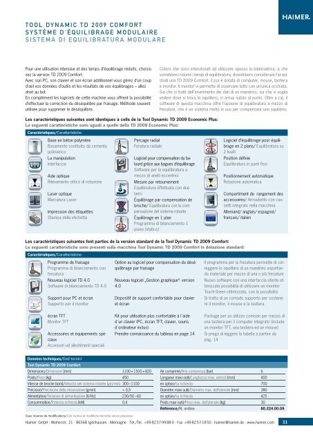 Tool Dynamic Système d'équilibrage modulaire Sistema di ...