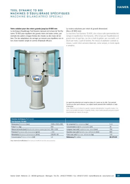 Tool Dynamic Système d'équilibrage modulaire Sistema di ...