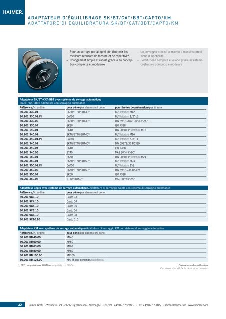 Tool Dynamic Système d'équilibrage modulaire Sistema di ...