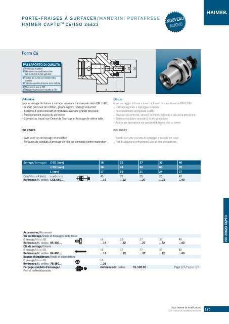 Porte-outils Mandrini portautensile 2011