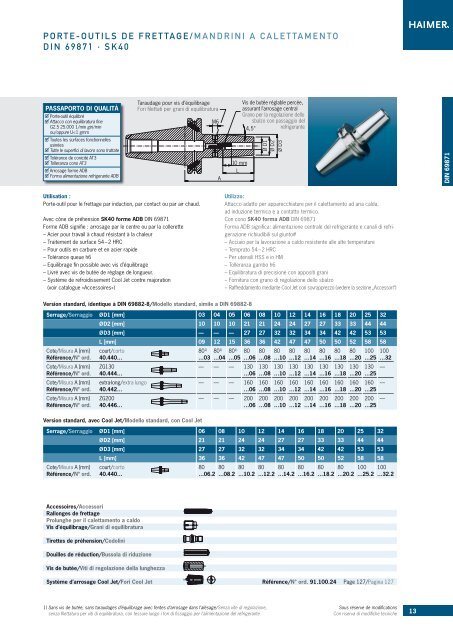 Porte-outils Mandrini portautensile 2011