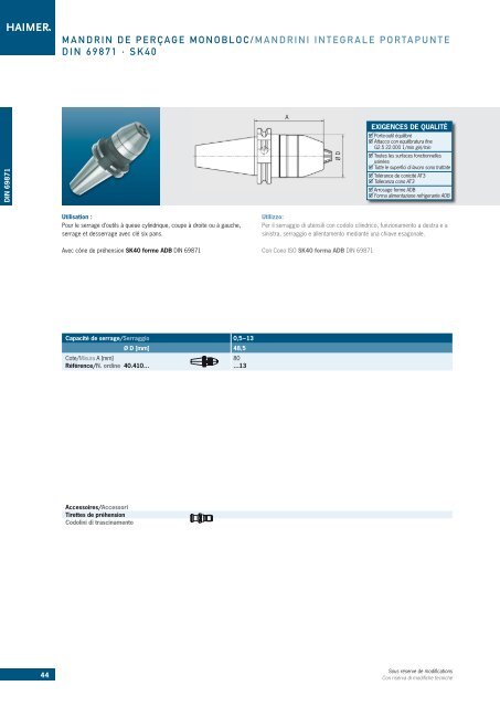 Porte-outils Mandrini portautensile 2011