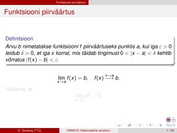 Funktsiooni piirväärtus ja pidevus