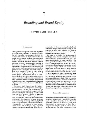 Branding and Brand Equity, Kevin Lane Keller