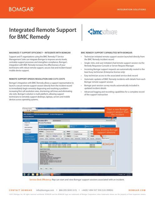 Integrated Remote Support for BMC Remedy - Bomgar