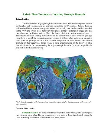 Lab 4: Plate Tectonics – Locating Geologic Hazards