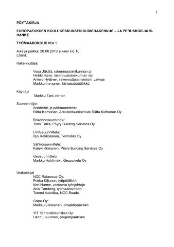 Työmaakokouspöytäkirjat