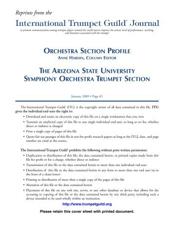 Orchestra Section Profile - International Trumpet Guild