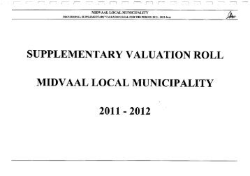Supplementary Valuation Roll 2011-2012.pdf - Midvaal Local ...