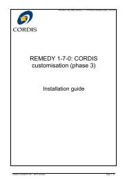 REMEDY 1-7-0: CORDIS customisation (phase 3) - Europa