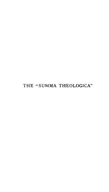 THE "SUMMA THEOLOGICA"