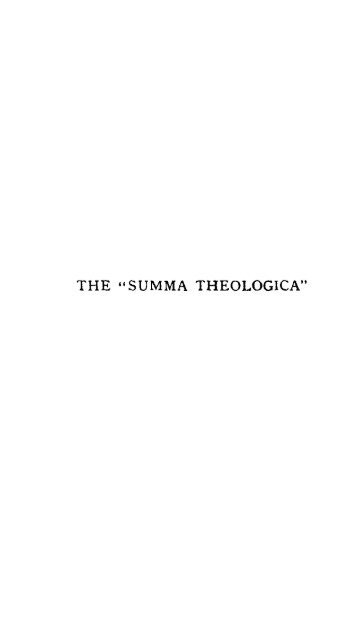 THE "SUMMA THEOLOGICA"