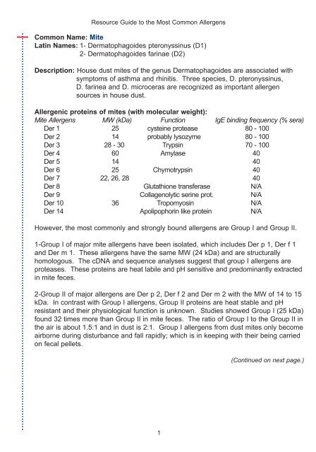 Allergen Resource Guide - Hitachi Chemical Diagnostics