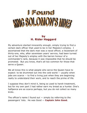 I Found King Solomon's Mines - Browzer Books