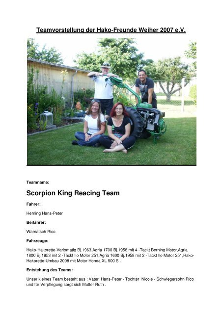 Scorpion King Reacing Team - Hakofreunde Weiher
