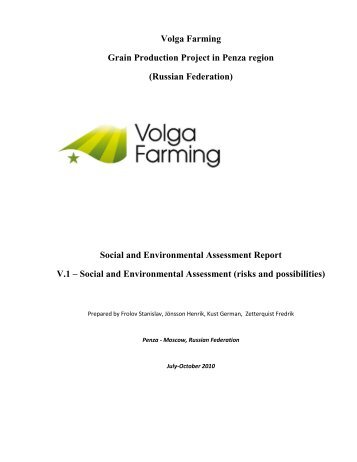 Volga Farming Grain Production Project in Penza region ... - MIGA