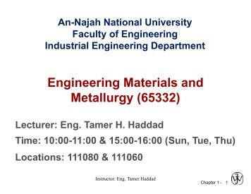 Engineering Materials and Metallurgy (65332) Lecturer