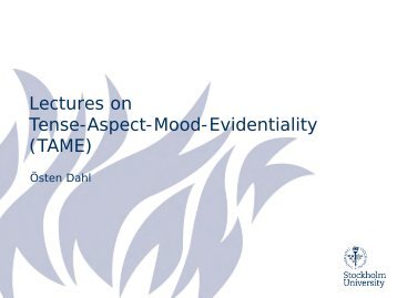 Perspectives on Tense-Aspect-Mood-Evidentiality (TAME)