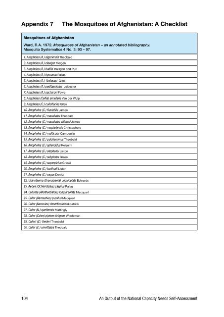 Biodiversity Profile of Afghanistan - Disasters and Conflicts - UNEP