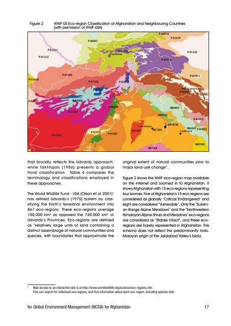 Biodiversity Profile of Afghanistan - Disasters and Conflicts - UNEP