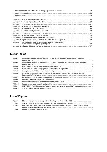 Biodiversity Profile of Afghanistan - Disasters and Conflicts - UNEP