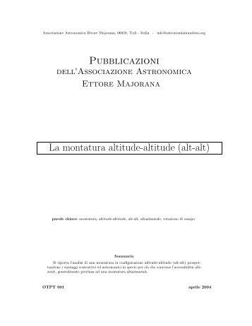 La montatura alt-alt - Associazione Astronomica Ettore Majorana