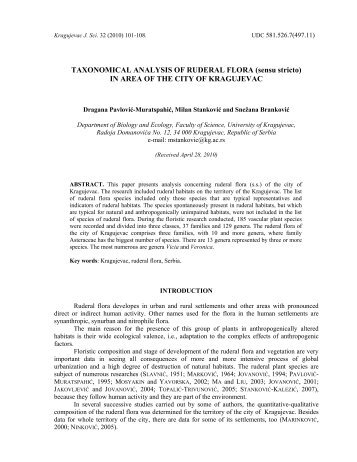 TAXONOMICAL ANALYSIS OF RUDERAL FLORA - Prirodno ...