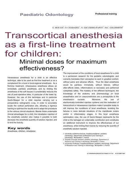 Transcortical anesthesia as a first-line treatment for children: - Rident