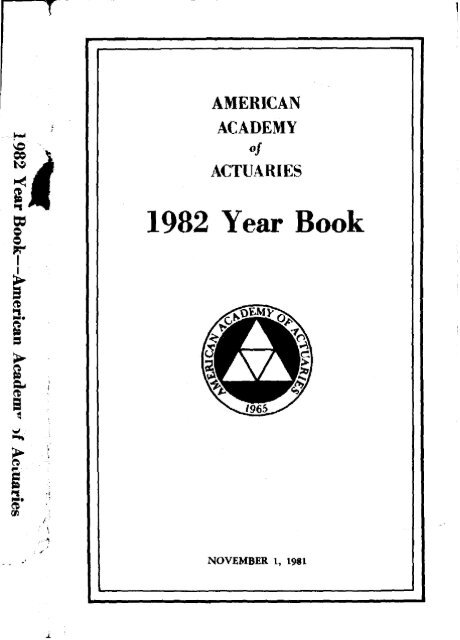 1982 Year Book American Academy Of Actuaries