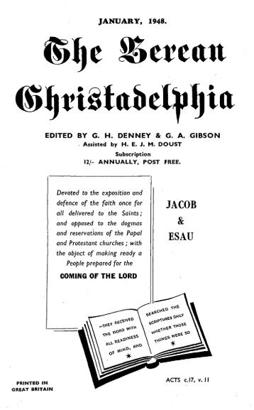 The Berean Christadelphian - 1948 - The Berean Ecclesial News