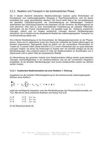 3.2.2. Reaktion und Transport in der kontinuierlichen Phase