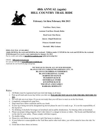 flier/intinerary - Hill Country Trail Ride