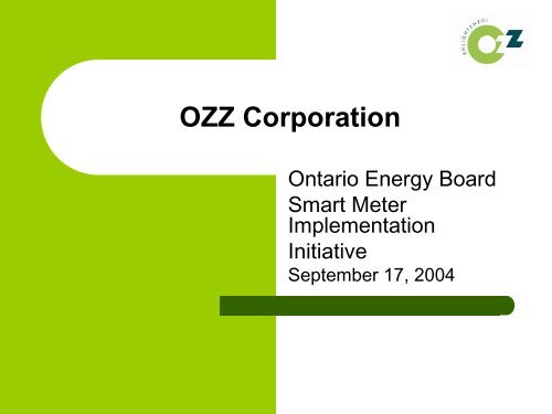 OZZ corporation - Ontario Energy Board