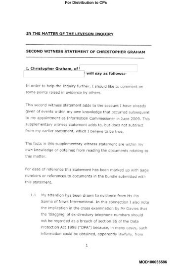Second Witness Statement of Christopher Graham - The Leveson ...