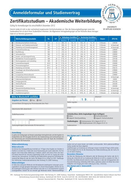 Zertifikatsstudium â Akademische Weiterbildung - Hamburger Fern ...