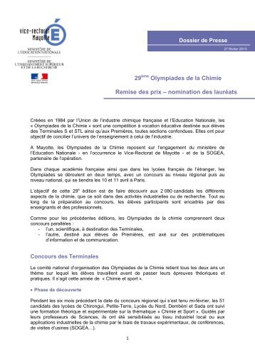 Remise des prix Olympiades de la Chimie - Vice-Rectorat de Mayotte