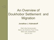 An Overview of Doukhobor Settlement and Migration