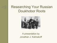 Researching Your Russian Doukhobor Roots