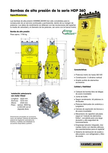 Bombas de alta presiÃ³n de la serie HDP 360 - Hammelmann