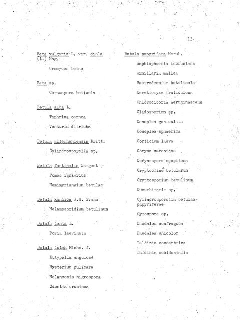 HOST INDEX OF SPECIES DEPOSITED IN THE MYCOLOGICAL ...