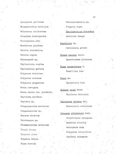 HOST INDEX OF SPECIES DEPOSITED IN THE MYCOLOGICAL ...