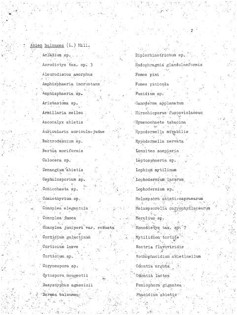 HOST INDEX OF SPECIES DEPOSITED IN THE MYCOLOGICAL ...