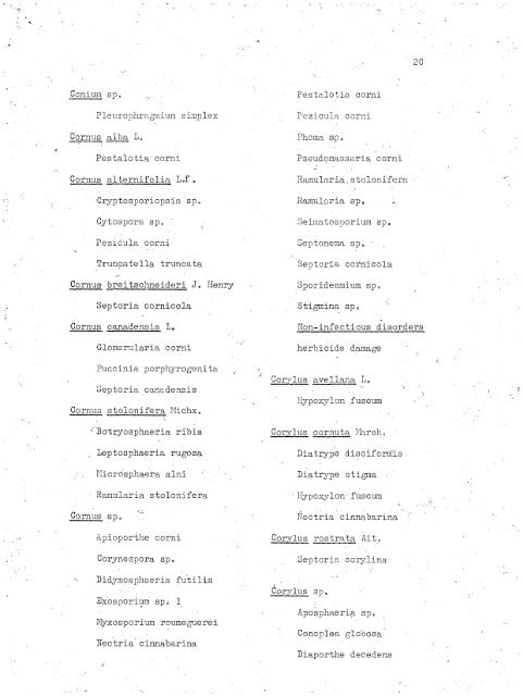HOST INDEX OF SPECIES DEPOSITED IN THE MYCOLOGICAL ...