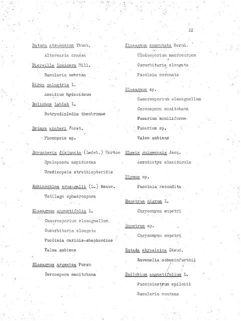 HOST INDEX OF SPECIES DEPOSITED IN THE MYCOLOGICAL ...