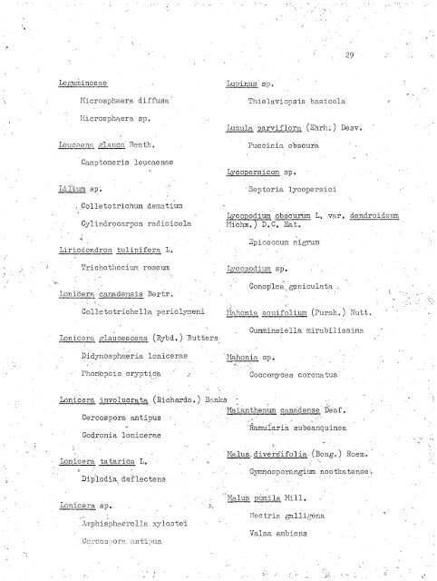 HOST INDEX OF SPECIES DEPOSITED IN THE MYCOLOGICAL ...