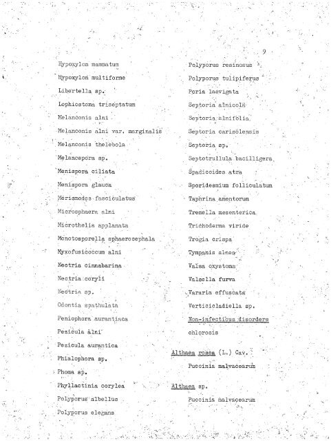 HOST INDEX OF SPECIES DEPOSITED IN THE MYCOLOGICAL ...