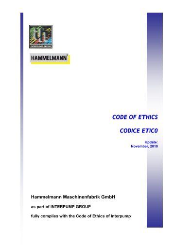 CODE OF ETHICS CODICE ETIC0 - Hammelmann