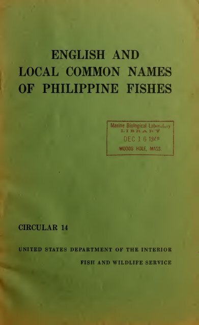 Fishery Circular Nmfs Scientific Publications Office
