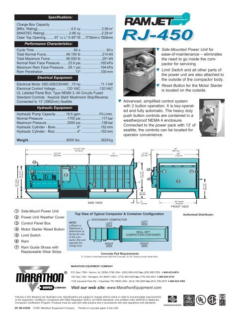 Marathon RamJet RJ-450 Compactor Literature