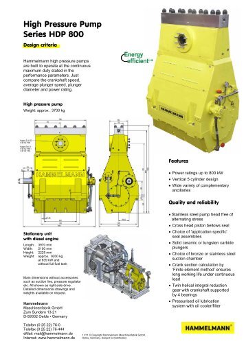 High Pressure Pump Series HDP 800 - Hammelmann